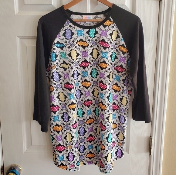 Nwot LuLaRoe Disney Randy Top Minne Mouse Crew Neck Raglan Sleeve T-Shirt XL - Picture 1 of 5